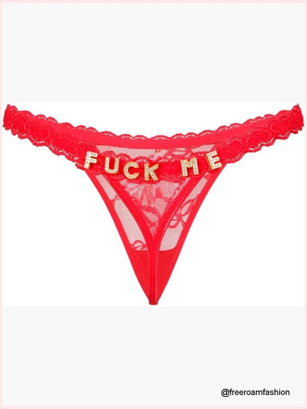 Sexy Lace Thong with Rhinestones, Low Rise G-String Panties, One Size